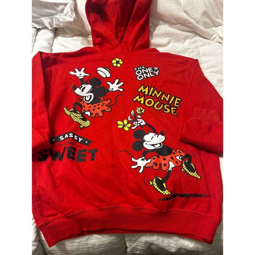 Disney 100 Minnie Mouse Red Hoodie Sweatshirt Sassy and Sweet Small - Picture 1 of 6